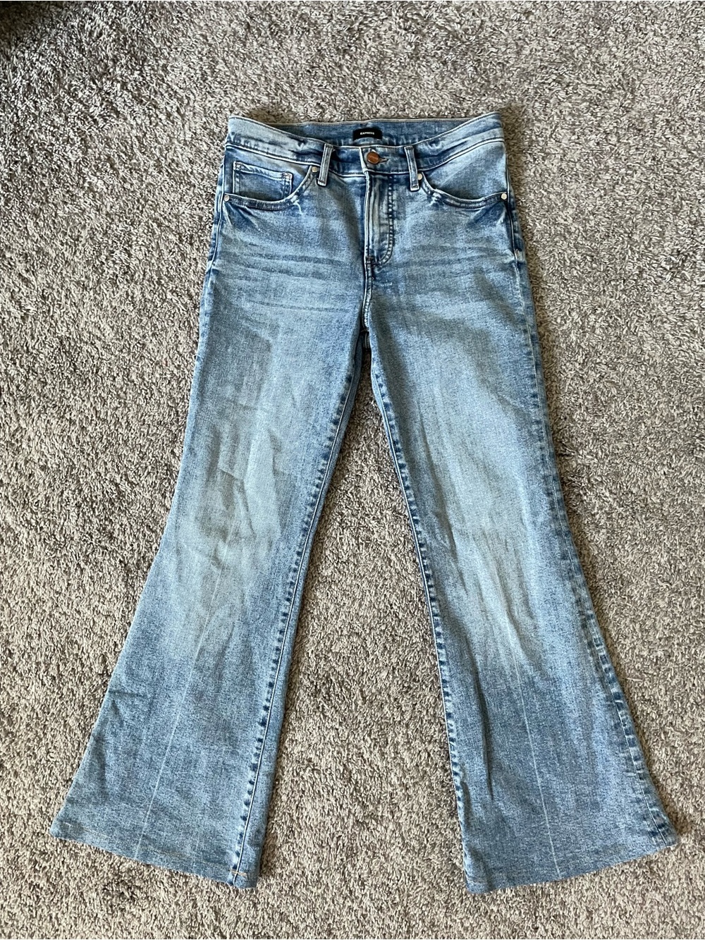 Express Light Wash Wide Leg Flare Jeans